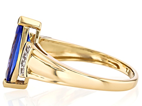 Tanzanite With White Diamond 10k Yellow Gold Ring 1.50ctw - KTS180