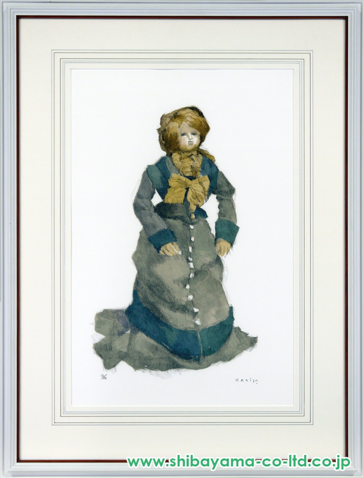 小磯良平「青いコスチュームの人形」リトグラフ :: 絵画買取・販売