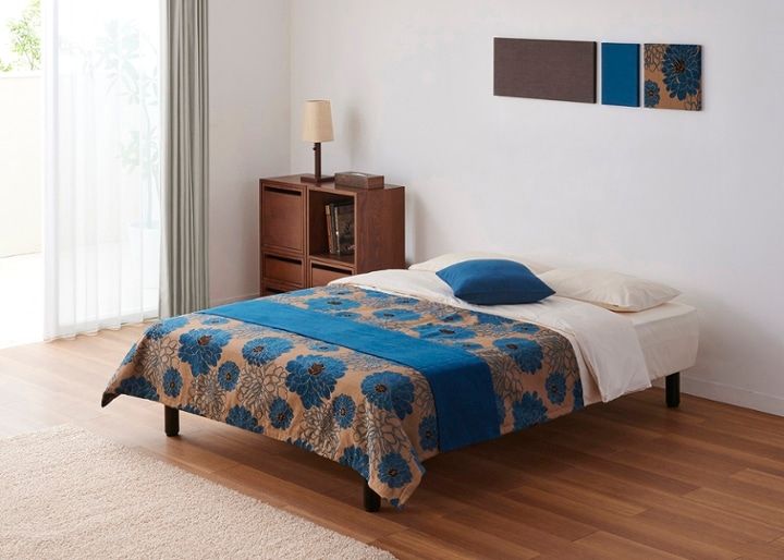 ベッドスプレッド＆スロー セット (シーサイドブルー)～～ | a.flat 風