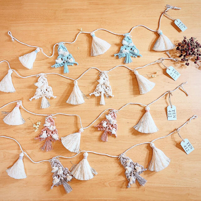 マクラメ☆クリスマス☆ガーランド(white)