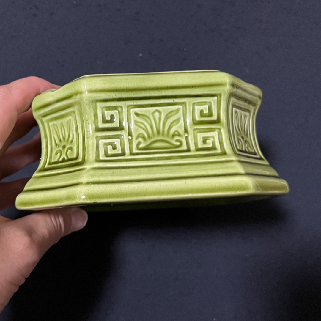 マッチ立て付き灰皿 緑系 四角 昭和初期 レトロの通販 by さくま's