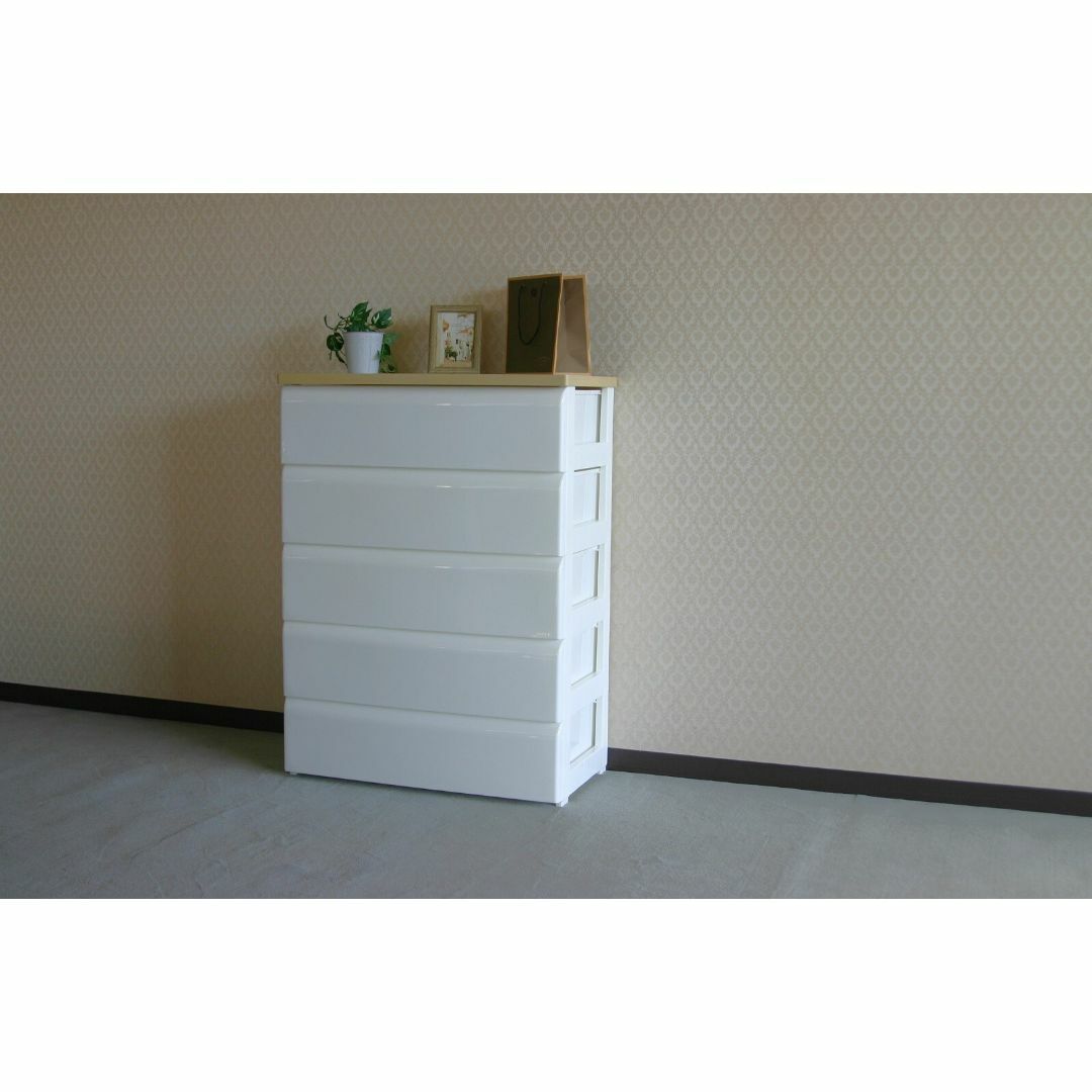 PES CST 収納チェスト 5段 ナチュラル＊ホワイト 幅56㎝ の通販 by
