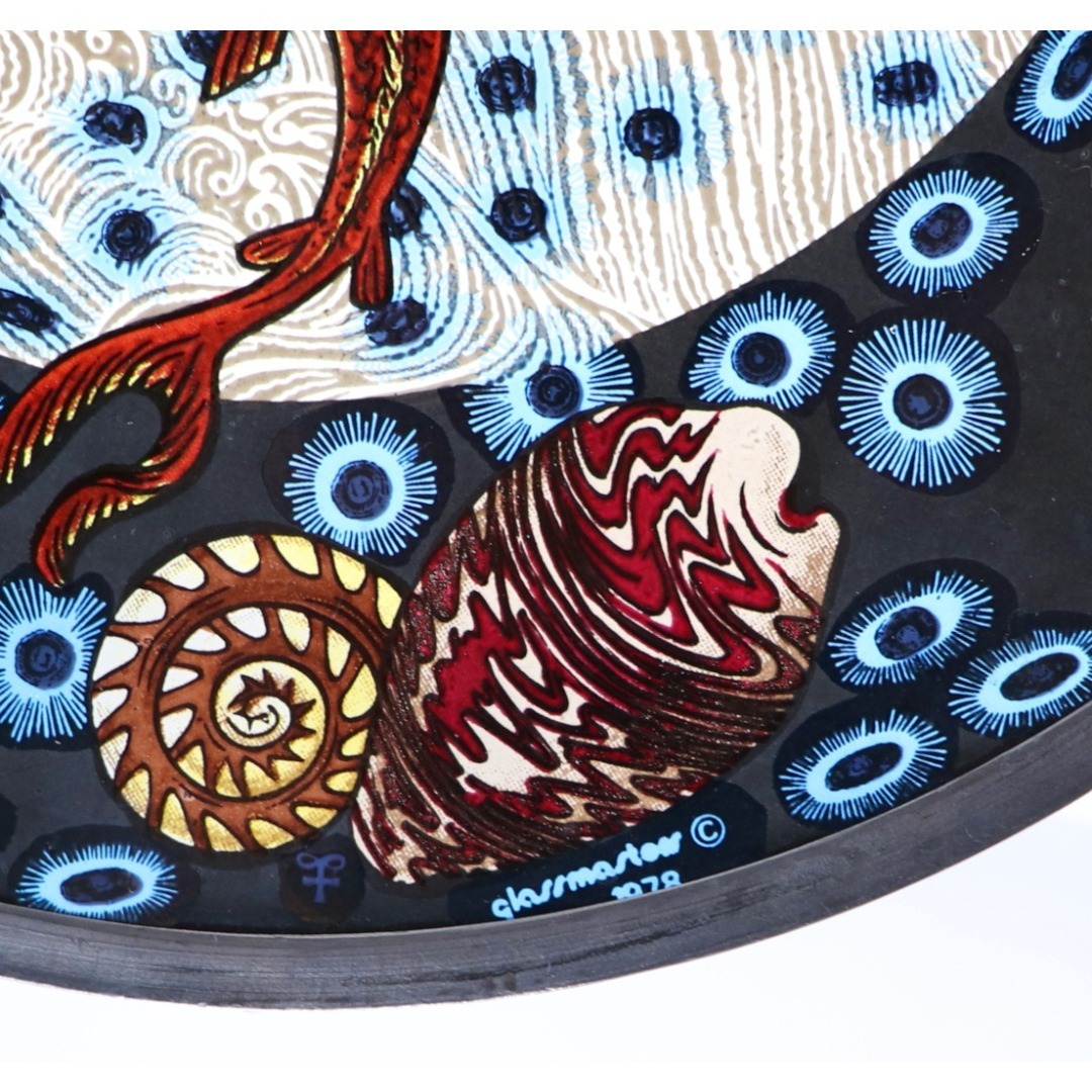 海中の貝殻と魚 ヴィンテージ・ステンドグラス 大型 グラスマスターズ社