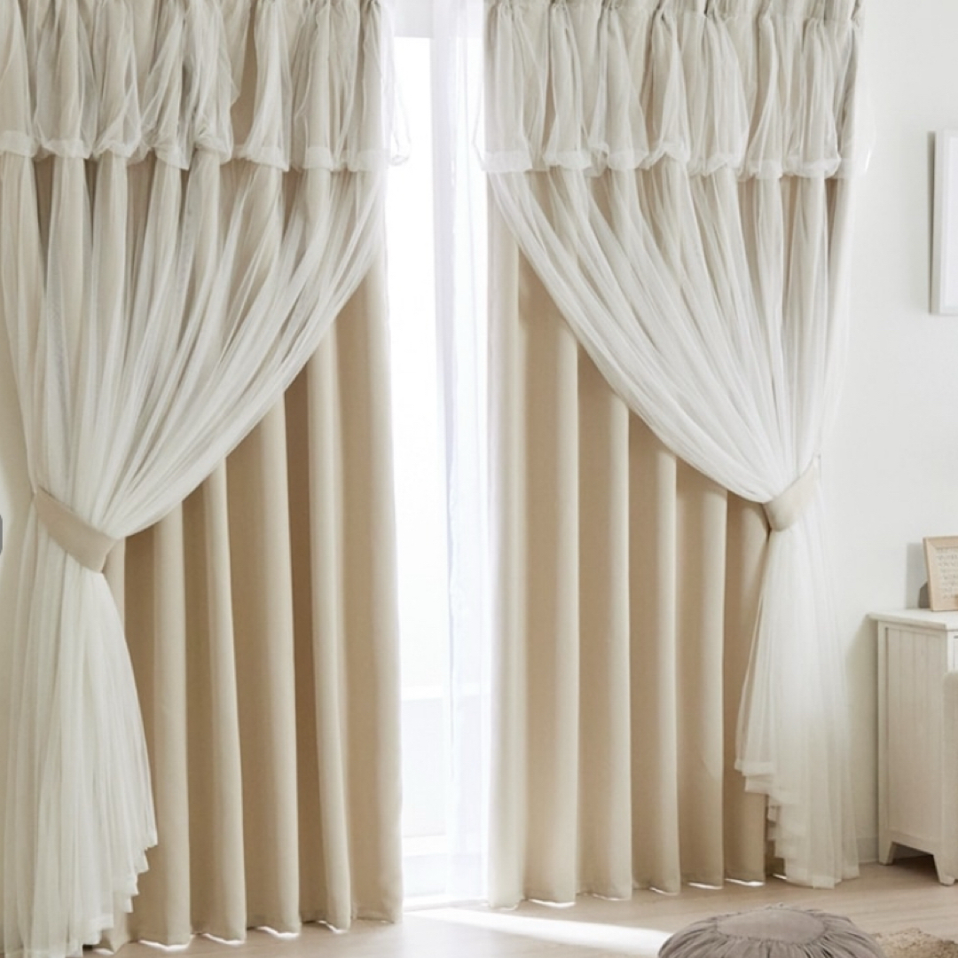 ベージュ チュール カーテン 100x178 2枚の通販 by Alice's shop｜ラクマ