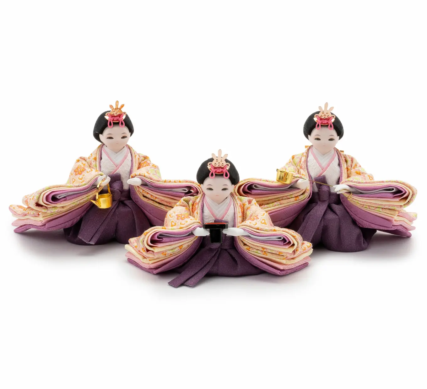 雛人形「まいまい 三人官女 衣装着・うめ東風」｜雛人形の通販 ふらここ