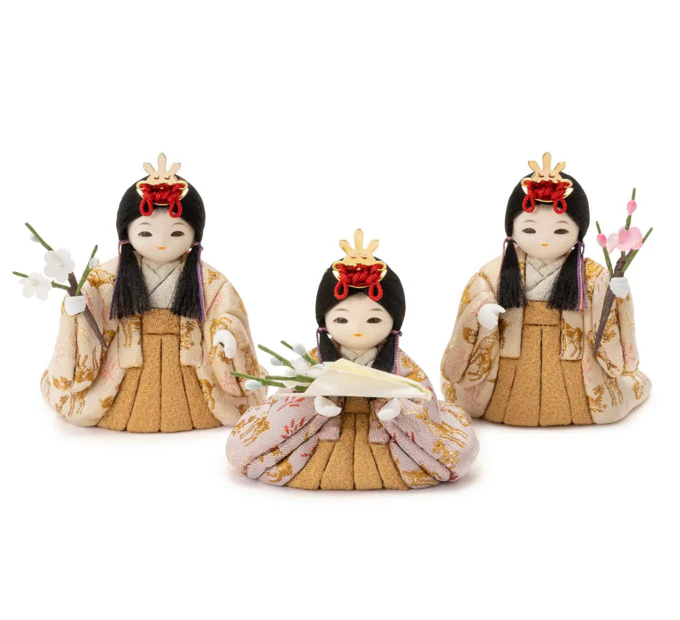 雛人形「ことこと 三人官女 睦鹿紋」｜雛人形の通販 ふらここ