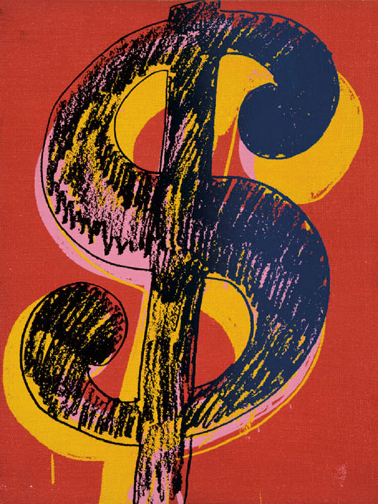 Dollar Sign, 1981 (black & yellow on red) Poster by Andy Warhol