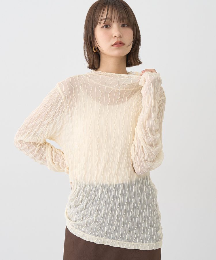 ハイネックシアーうねうねプルオーバー/earth music&ecology（アース