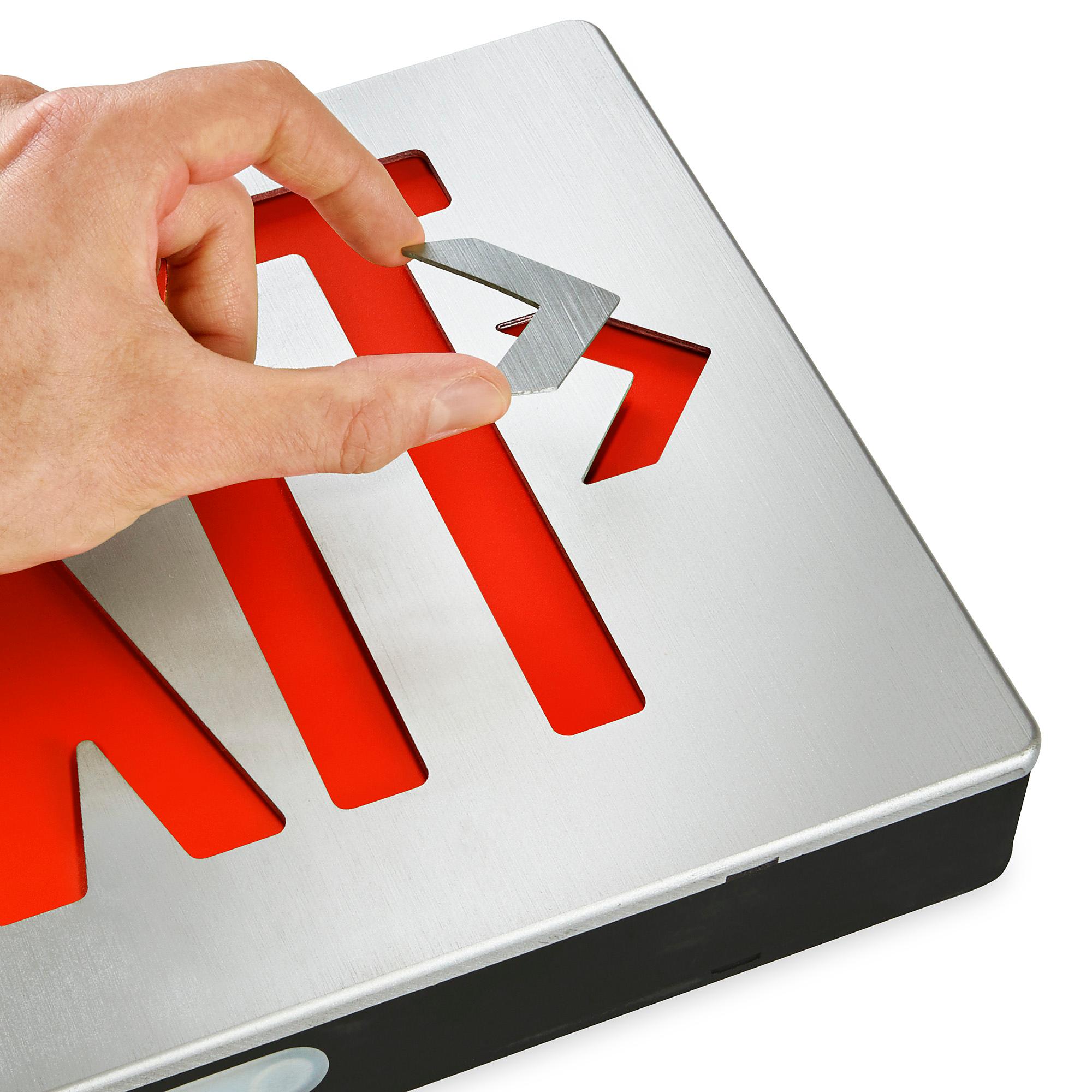 Hard-Wired Exit Sign - Aluminum with Red Letters H-9980 - ULINE