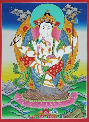 ガネーシャ[M]・タンカ（仏画）｜彩雲