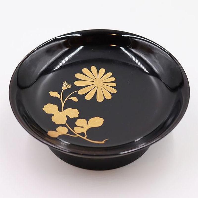 大正黒漆椿皿蒔絵銘々皿 雅やかな季節の草木花