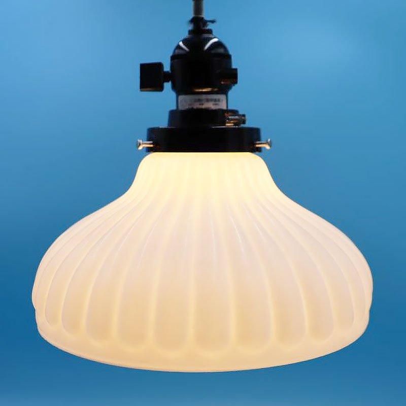 照明 昭和レトロ 電笠 すりガラス 丸 直径19cm