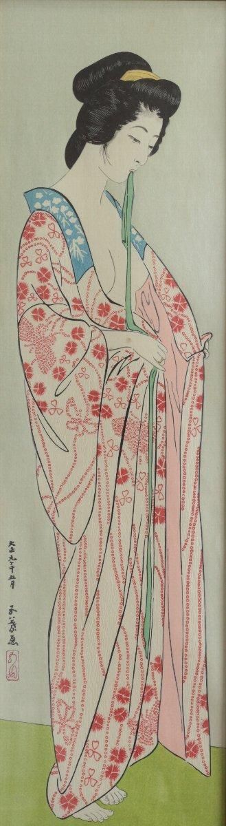 復刻木版画 橋口五葉 「長襦袢～丹青社版」 商品番号333- 絵のある