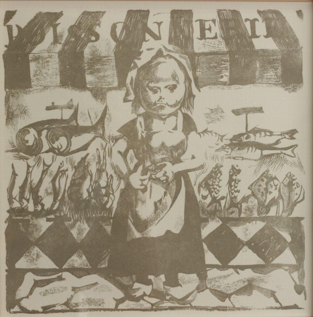 復刻木版画 藤田嗣治 「魚屋さん～小さな職人」 商品番号724- 絵のある