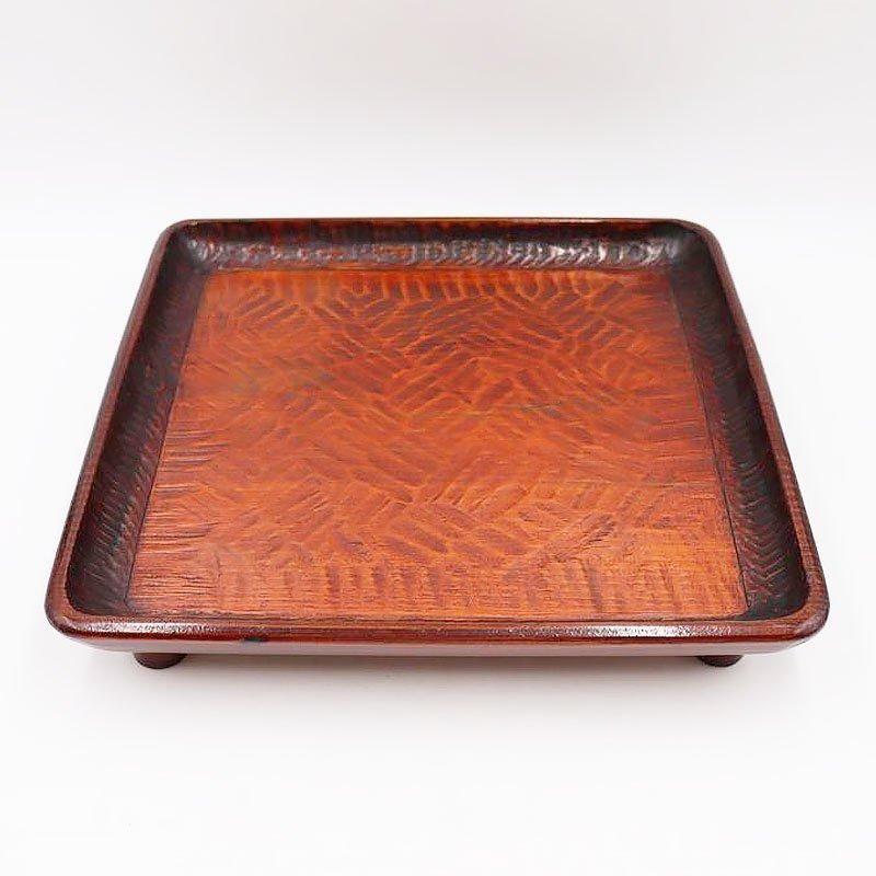 ヴィンテージ 讃岐脚付膳 手彫り 透漆塗り 昭和初期 骨董