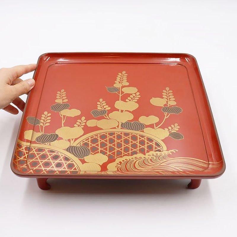 漆塗り 脚付膳 朱塗り 金銀蒔絵 アンティーク