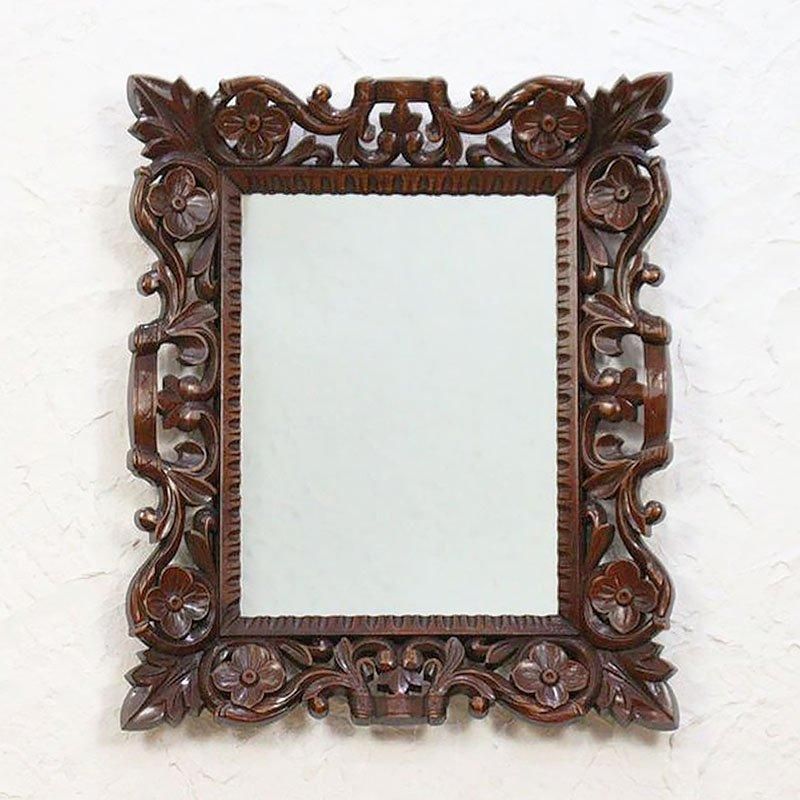 アンティーク 木枠 壁鏡 彫刻 おしゃれ インテリア