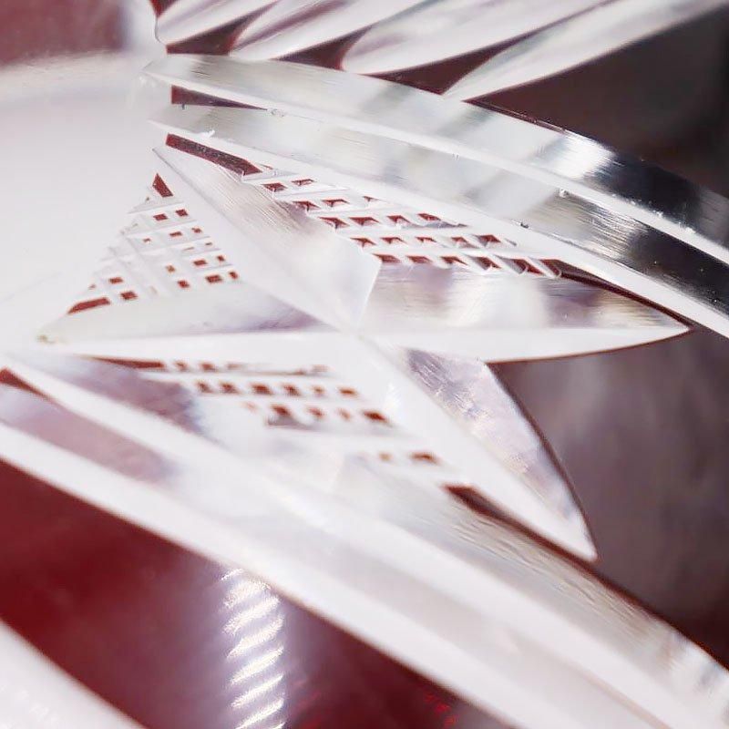 アンティーク赤切子ボウル 大正ロマンの幾何学模様