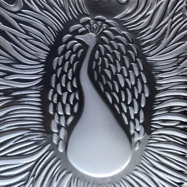 アンティークラリック孔雀クリスタルプレート1970年希少美品