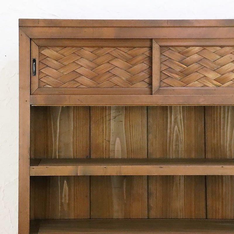 網代の棚 引戸付き和風食器棚 アンティーク