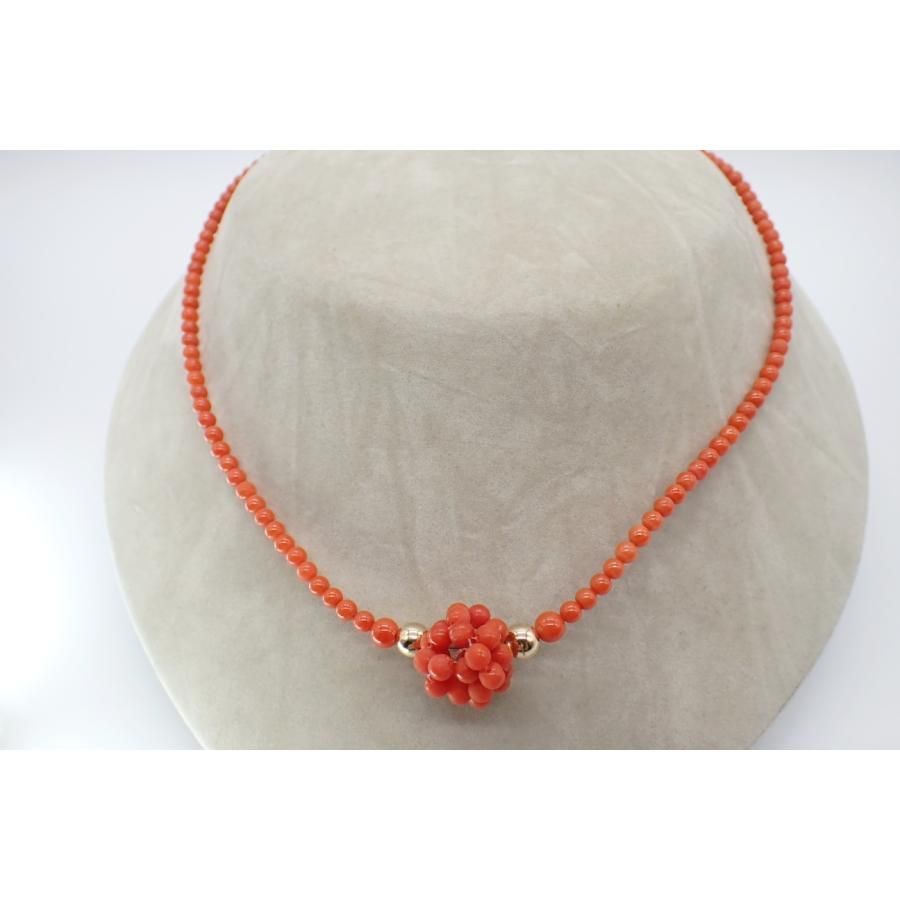 昭和珊瑚薔薇彫刻ネックレス