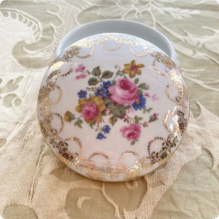 フランス製リモージュ花柄小物入れ