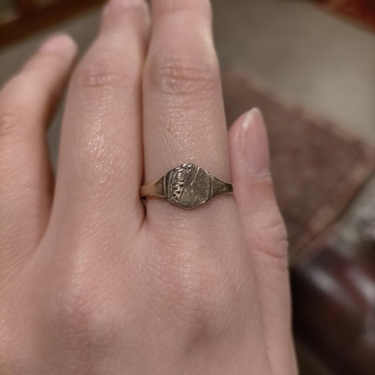 英国製ヴィンテージ9CT金張りシグネットリング13号