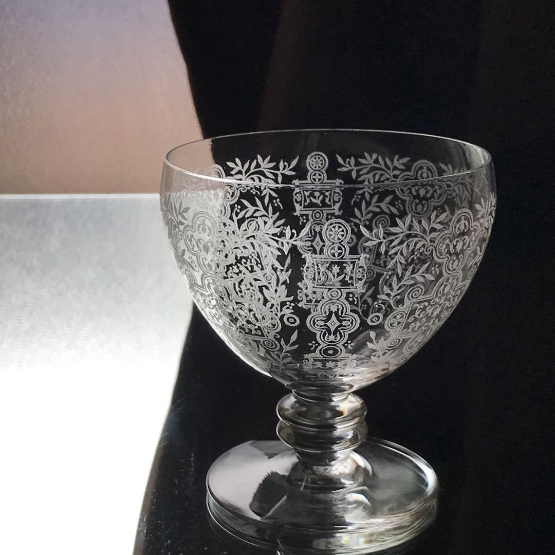 希少アンティークバカラ製大型ワイングラス百合文様1946年から1961年製