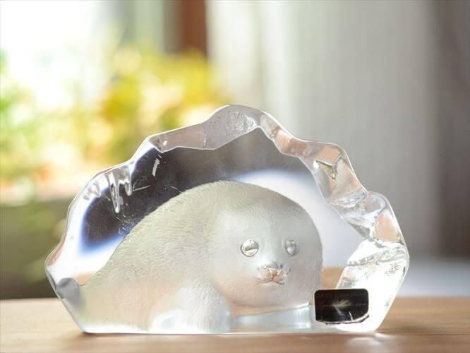 スウェーデン製 Mats Jonasson 氷山にたたずむアザラシ リードガラス