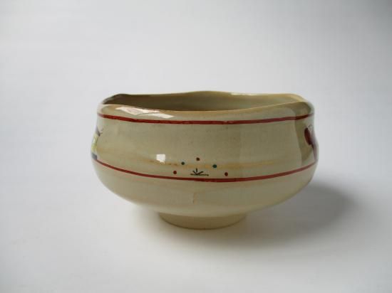 赤膚焼 奈良絵茶碗 (共箱)大塩昭山窯 - 茶道具販売 栗林園