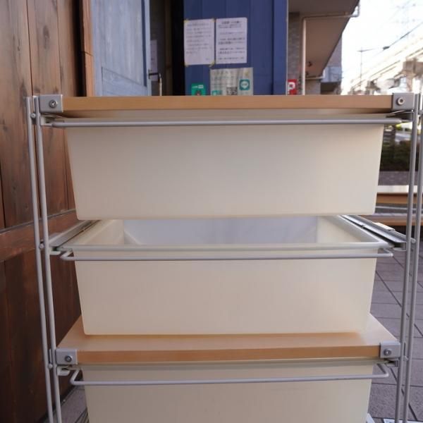 無印良品(MUJI)のスチール3段引き出し付きユニットシェルフ