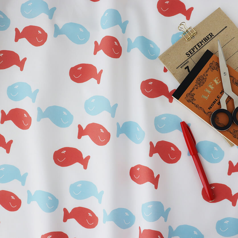 まるっこいさかな 魚柄- 布・生地の通販サイト：nunocoto fabric