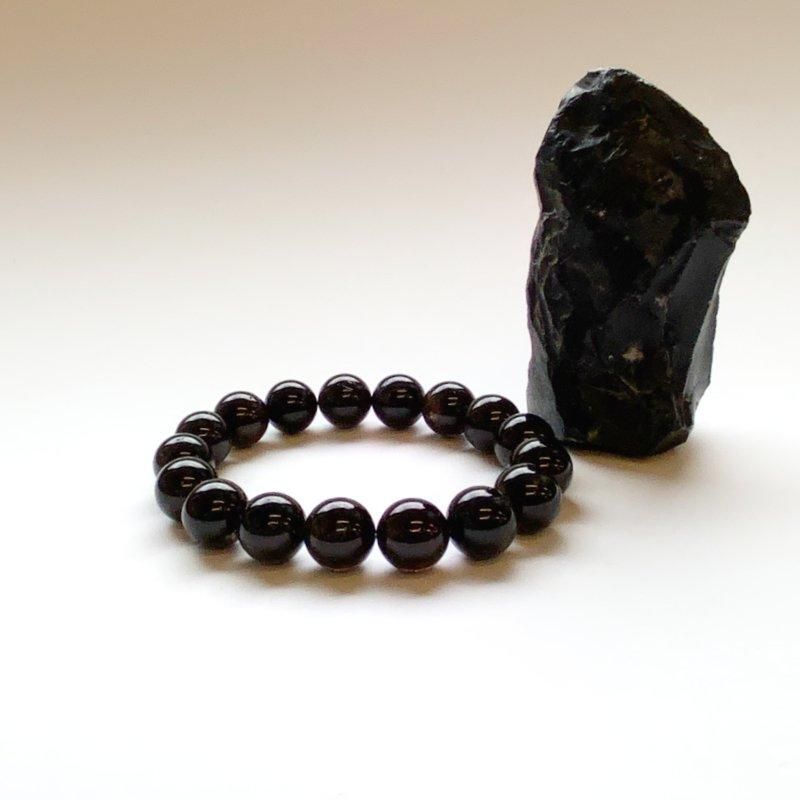黒平産黒水晶 AAA ブレスレット 12mm玉 】 モリオン 山梨県 黒平鉱山