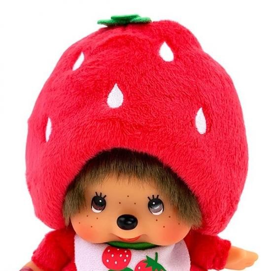 モンチッチ お座り ぬいぐるみ イチゴ S 顔でか ピンク