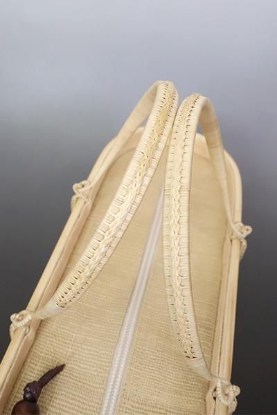 G-1990】プラニー工房製 竹籠バッグ ファスナー付き 菱文（新品