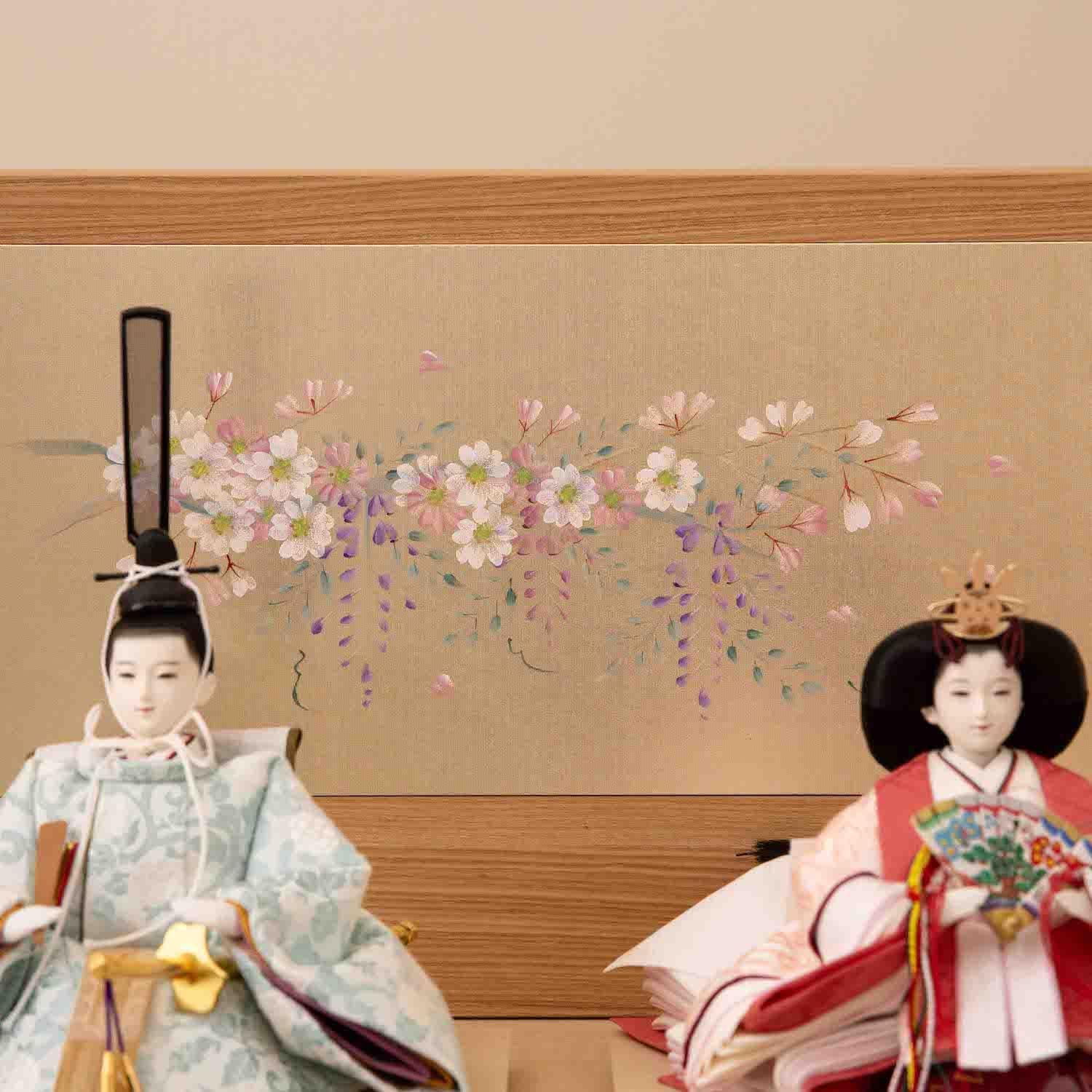 ひな人形 芥子 西陣織正絹錦 モダン ドライフラワー