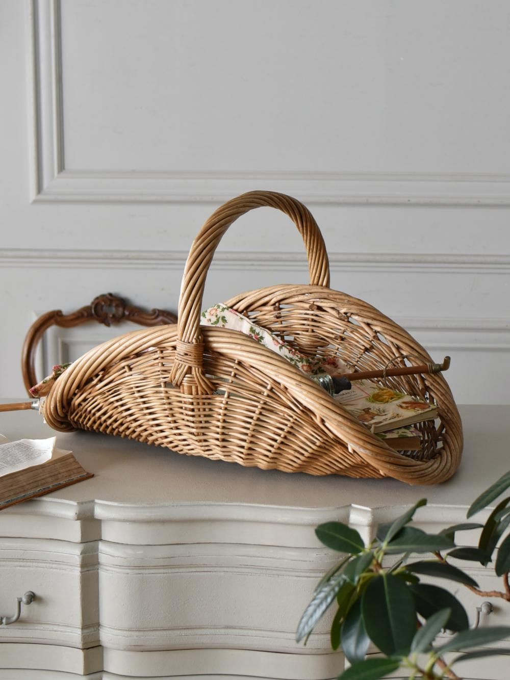 フラワーバスケット.6 籠 籐 フランスアンティーク家具 収納ボックス