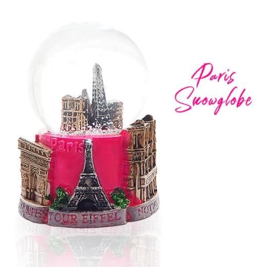 フランス直輸入！スノーグローブ 縦7cm【ピンク エッフェル塔 オペラ