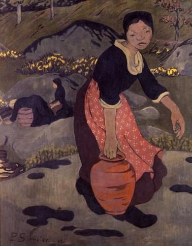 ポール・セリュジエ【水瓶を持つブルターニュの若い女性 】 - 手描き