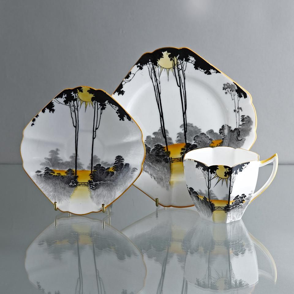 シェリー窯 クィーン・アンのサンセット トリオ 1930年 アールデコ期