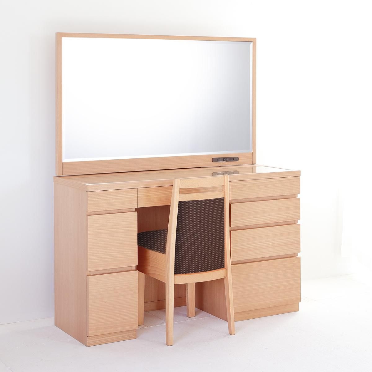 レント（ナチュラル）一面鏡120cmワイドミラーホテルドレッサー椅子