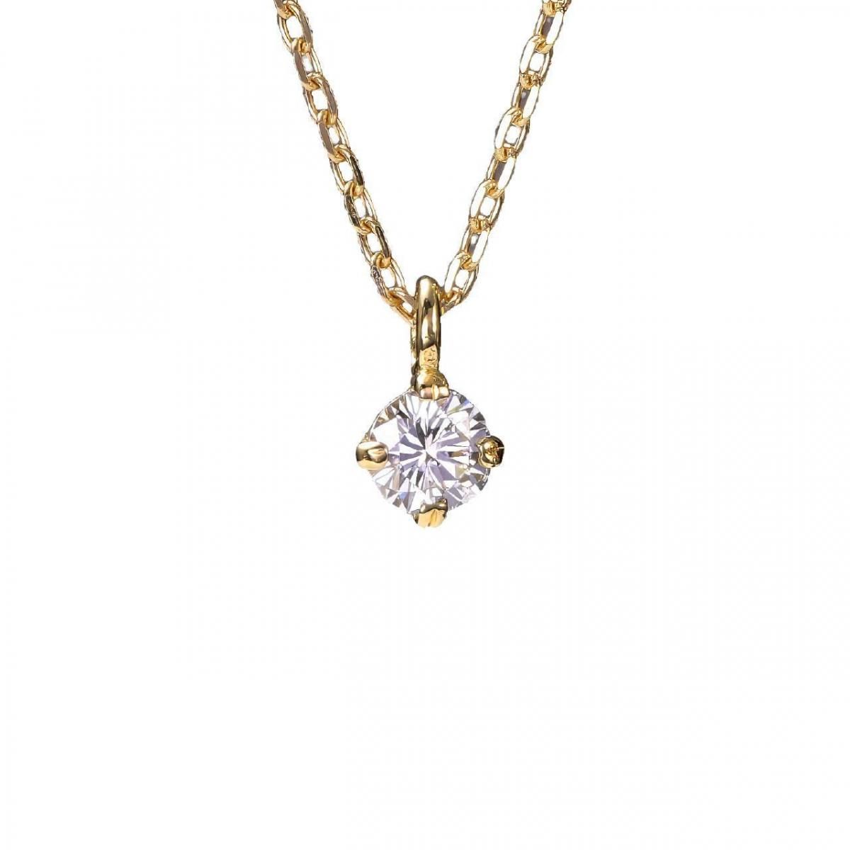 婚約ネックレス【即日発送】0.1カラットエンゲージネックレス/18金