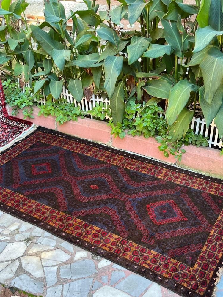 オールド絨毯/イラン・バルーチ/トライバルラグ約205×108cm - 手織り