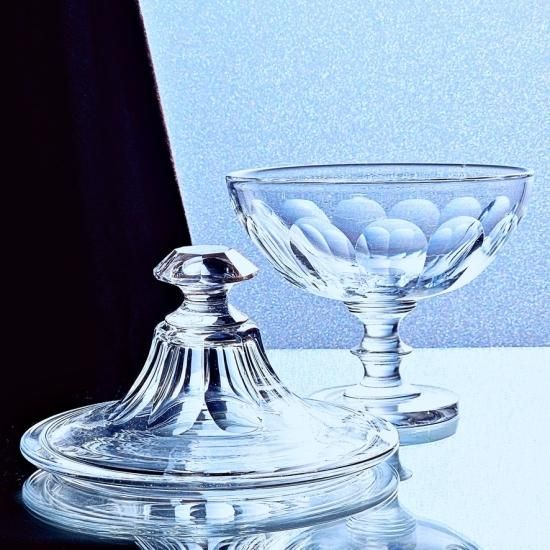 輝くオールドバカラ シンプルな機能美 蓋付きコンポート【1840年頃