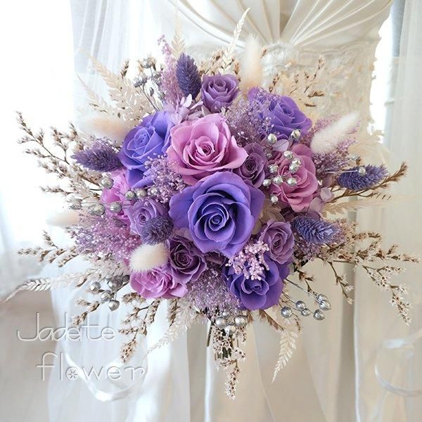 プリザ＆ドライクラッチブーケ（ピュアパープル）【ジェイダイト