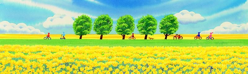 栗乃木ハルミ「菜の花畑4（自転車レース）」 - 栗乃木ハルミ（くりのき