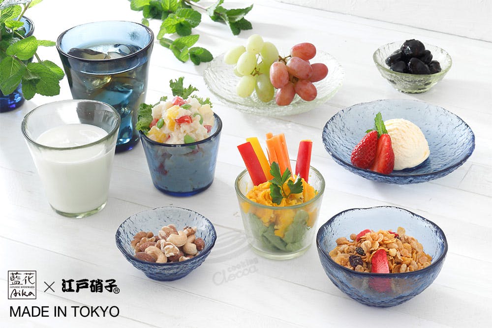 車窓ガラス プレート 15cm リサイクルガラス 江戸硝子 岩澤硝子 藍花