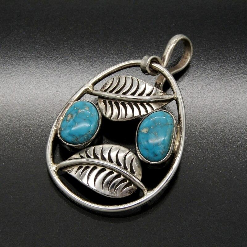 Steve Yellowhorse ナバホ族 ペンダント ターコイズ リーフ スティーブ