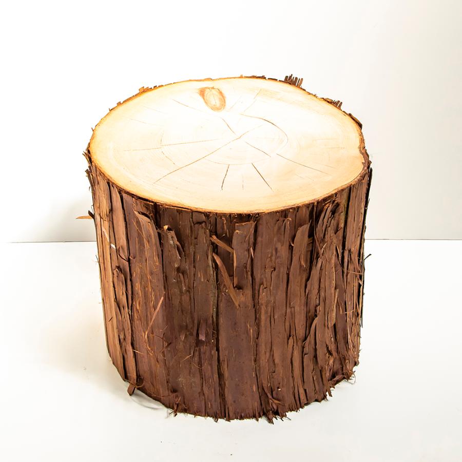 川島材木店 桧切り株 高さ30cm 直径約35cm 皮つき 薪割り台 丸太椅子