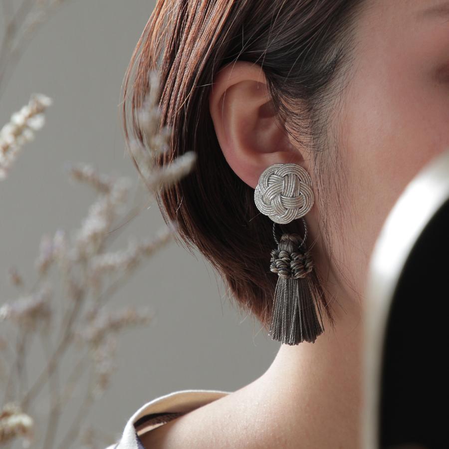 アクセサリー 水引 梅結び 大 タッセル付 2way kokokumu イヤリング